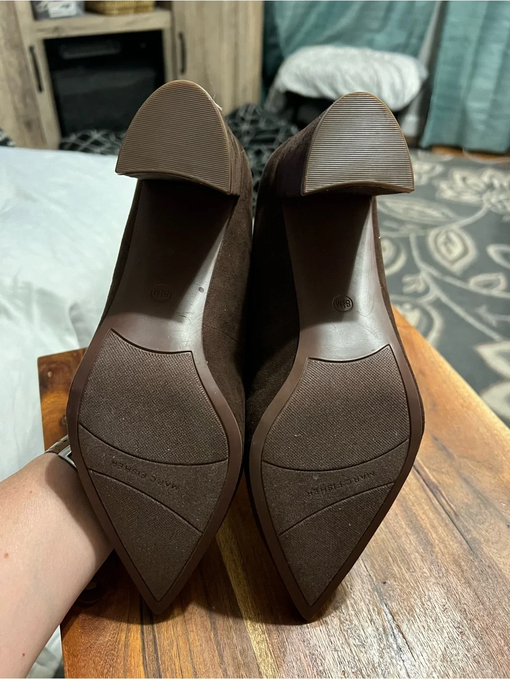 Marc Fisher Chocolate Brown Pointed Toe Block Heel Pumps NWT Size 8.5M